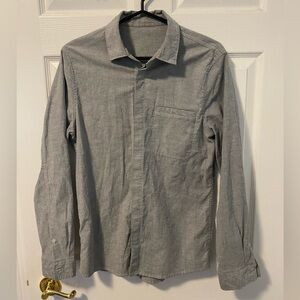 Mens lululemon Commission buttondown long sleeve shirt gray blue size medium